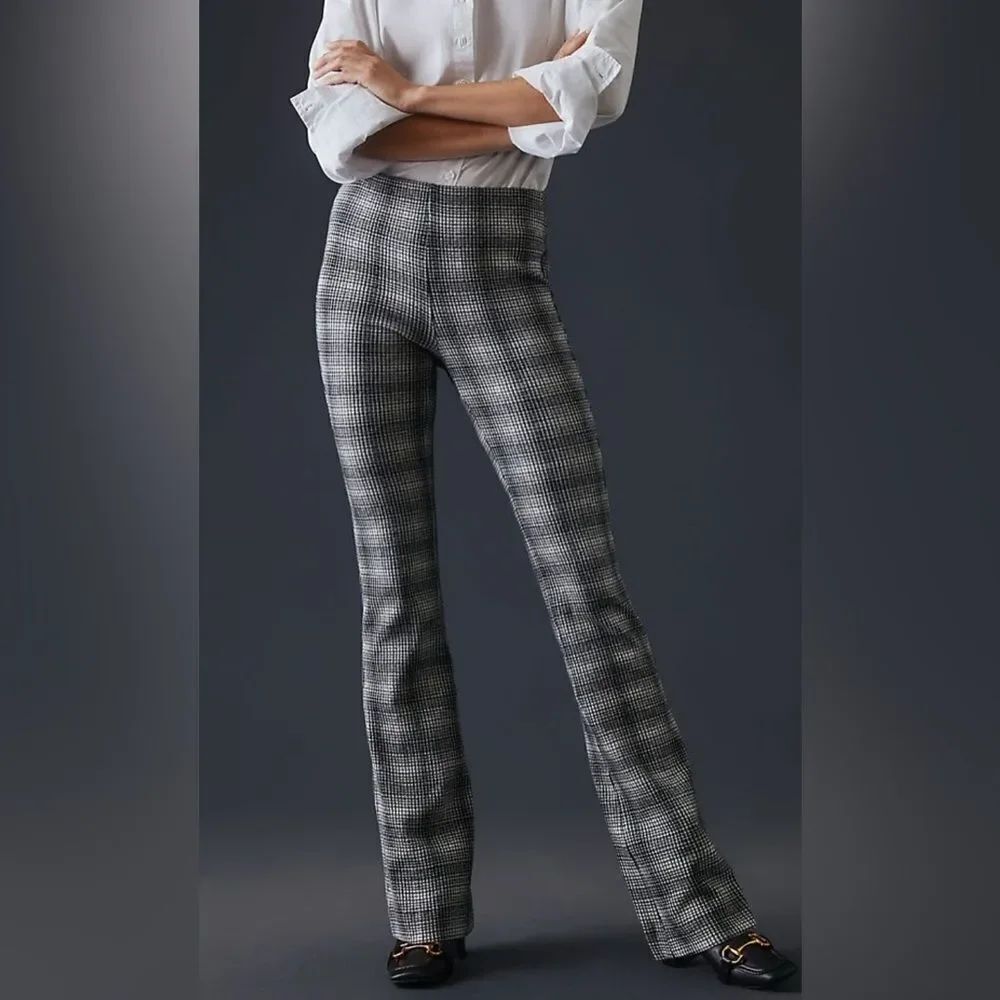 Anthropologie Maeve Checkered Flare Pants NWOT